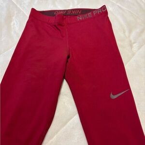 Nike Pro Woman Red Leggings M#6